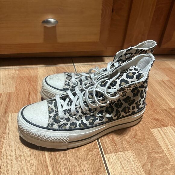 Converse Leopard Print High-Top Sneakers - Picture 1 of 7